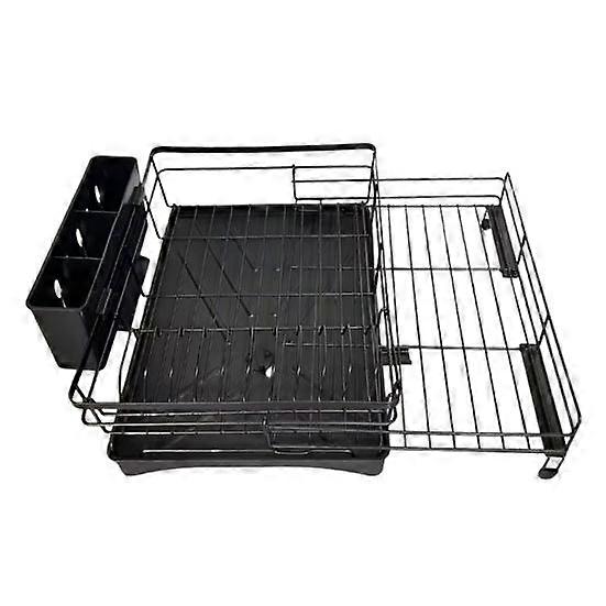 Expandable Dish Drying Rack with Drainboard Rustproof Large Capacity Easy to Install Kitchen Counter Dish Drainer Storage Shelf