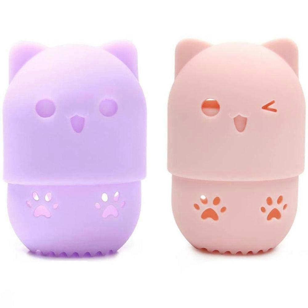 Support éponge de maquillage, 2 pcs. Éponge Makeup Blender, Mignon Chat