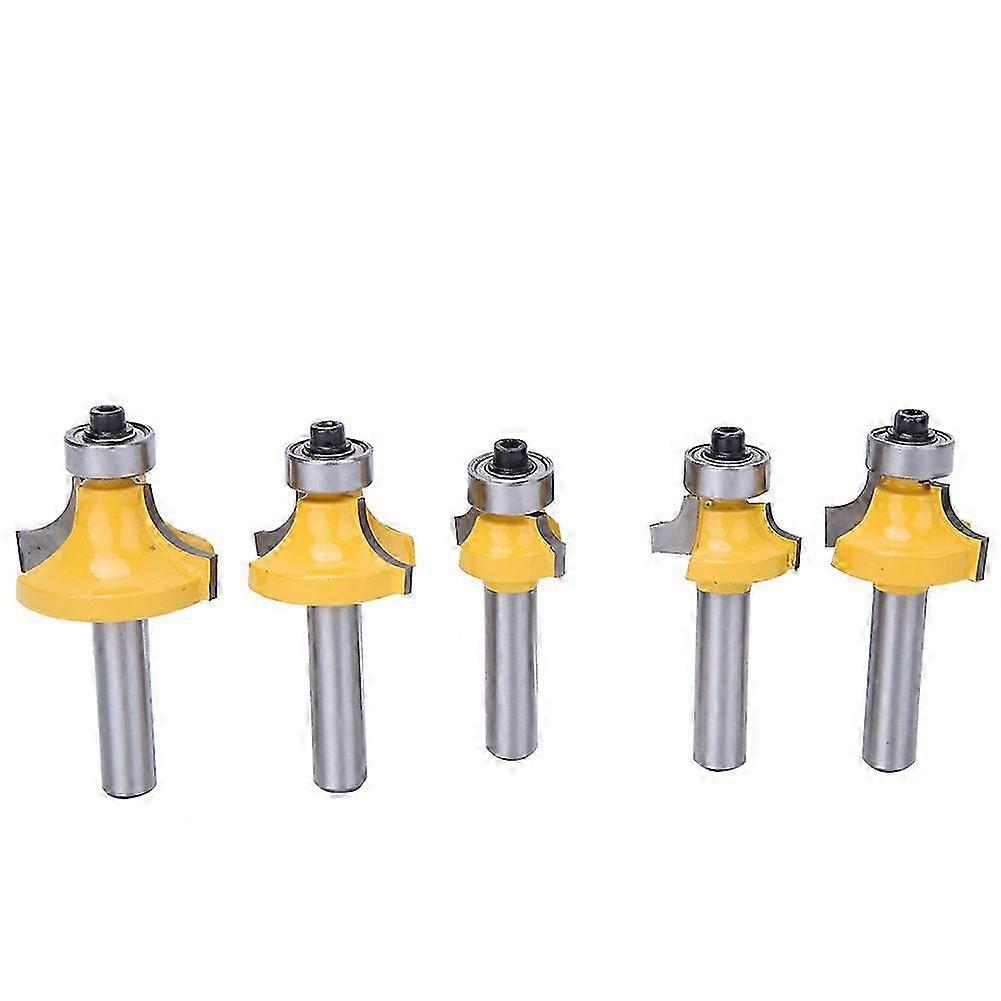 5pcs/set 8mm Shank Round Over Router Bits Woodworking Round Corner Milling Cutter Tool