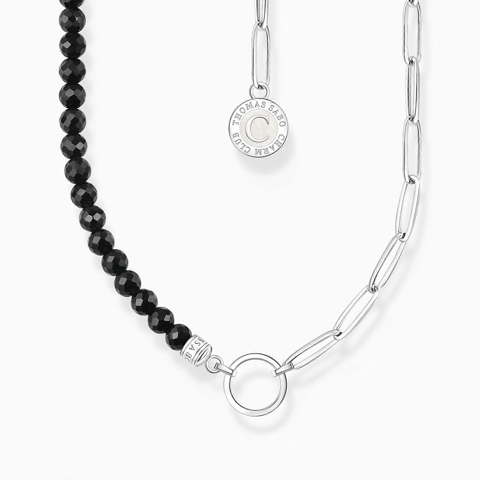 Charmista Black Sterling Silver Enamel Necklace KE2189-148-11