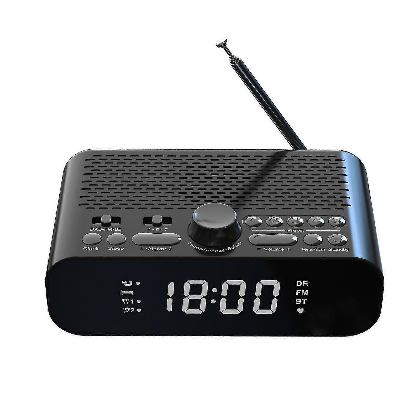 DAB-A5 LED Display Bedside DAB/FM Clock Radio with Bluetooth Speaker, EU Version Walkbee A B