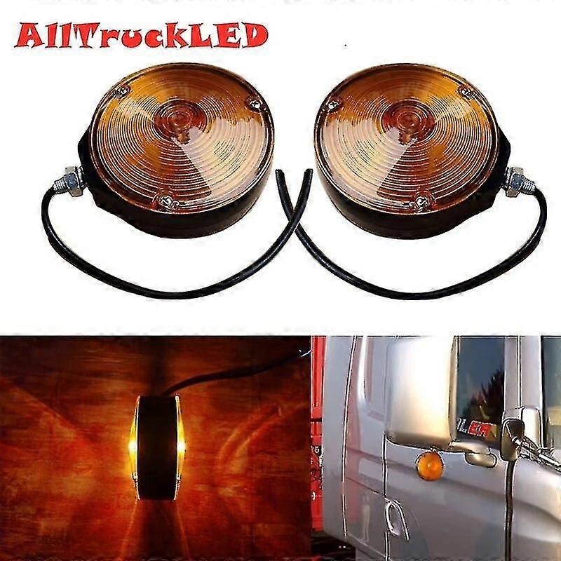 24 فولت مقطورة شاحنة شاحنة مصباح علامة جانبية مع لمبات لشاحنات فولفو وسكانيا وبنز ومرآة كهرمانية حمراء E11 - yuyu