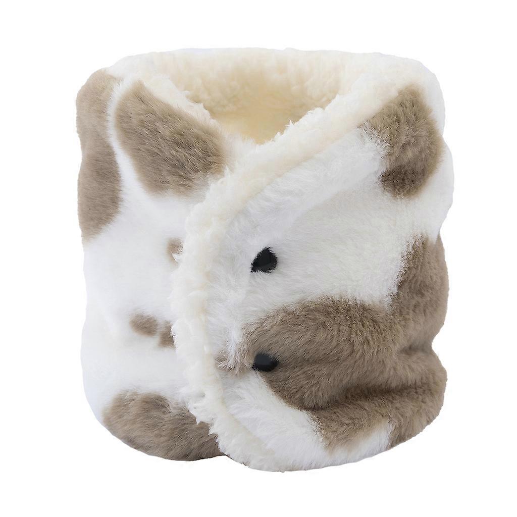 Unisex Winter Plush Lined Neck Warmer with Snap Buttons Leopard Cow Print Windproof Thermal for Infinity Circle Collar S 6