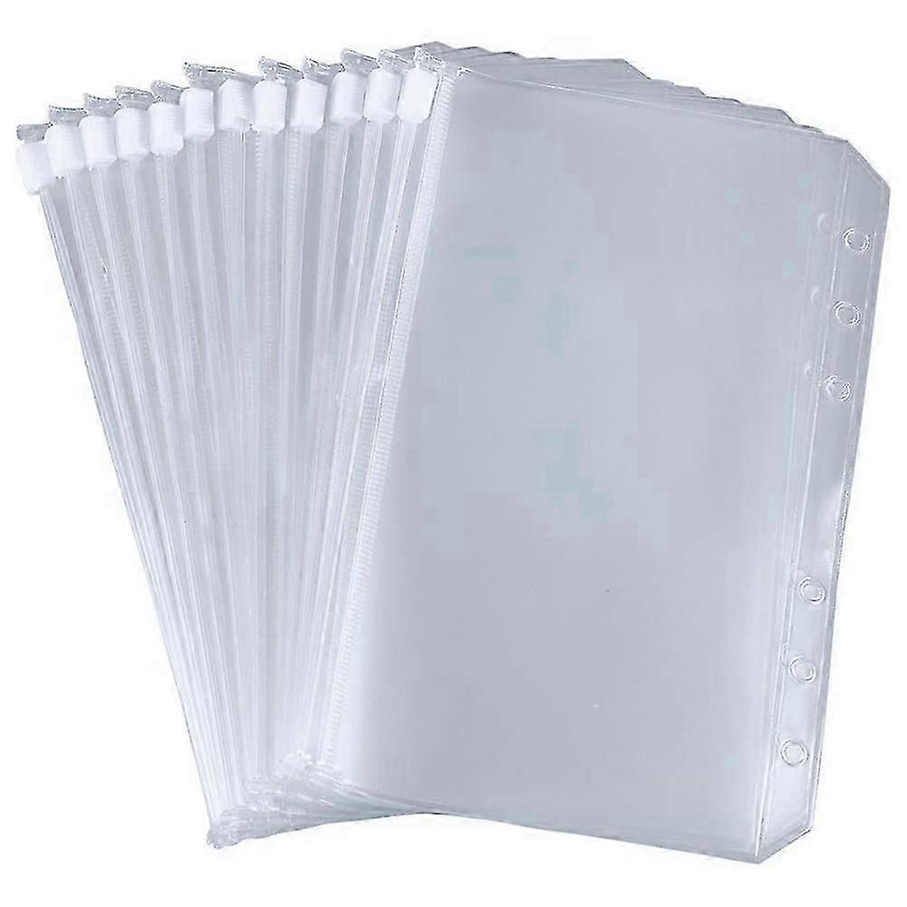 24 Pcs Binder Pockets A6 Size 6 Holes Binder Zipper Folders for 6-Ring Notebook Binder Loose Leaf B