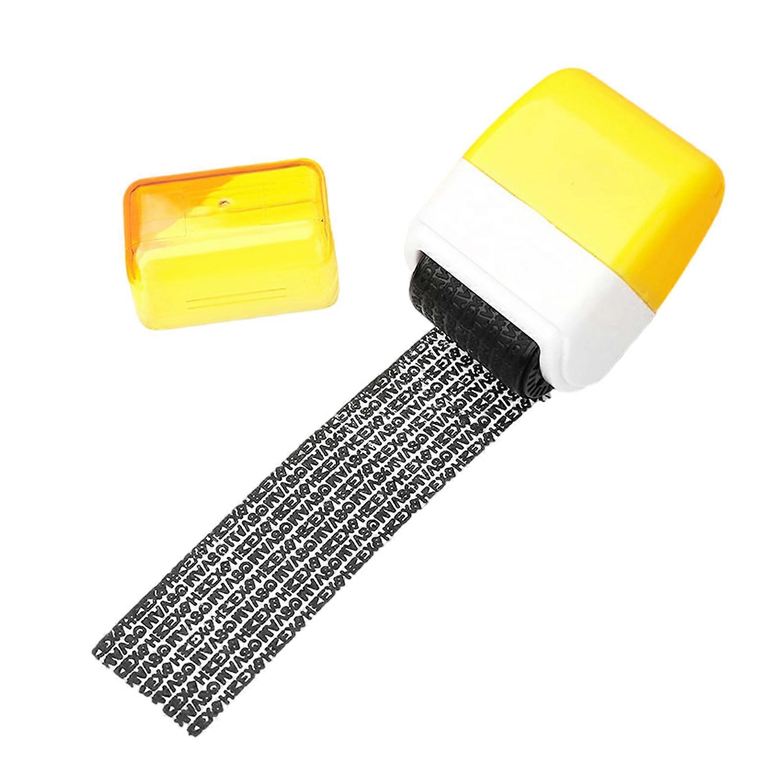 Identity Protective Roller Stamp for Mail Package, Quick Drying Wide Roller Identity Theft Prevention Security Stamp Yellow