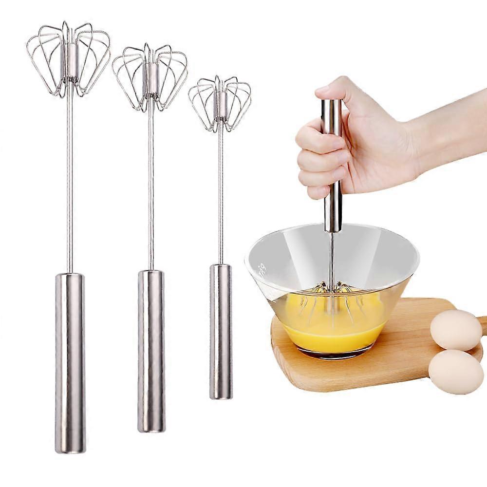 3 in Stainless Steel Semi-Automatic Whisk for Cooking Baking 10 + 12 + 14