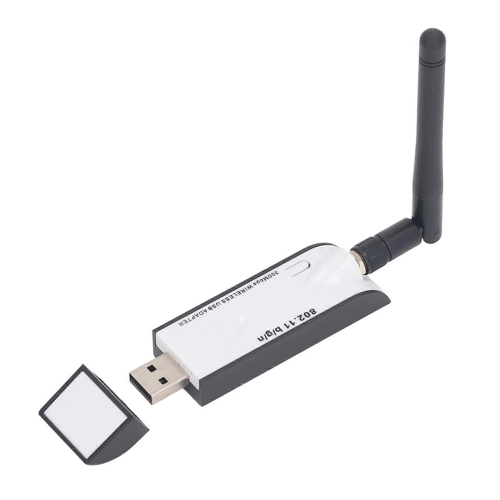 محول USB WiFi لاسلكي بسرعة 300 ميجابت في الثانية مزود بهوائي ، IEEE 802.11b / g / n ، اتصال موثوق به للمكاتب المنزلية وأجهزة الكمبيوتر المكتبية