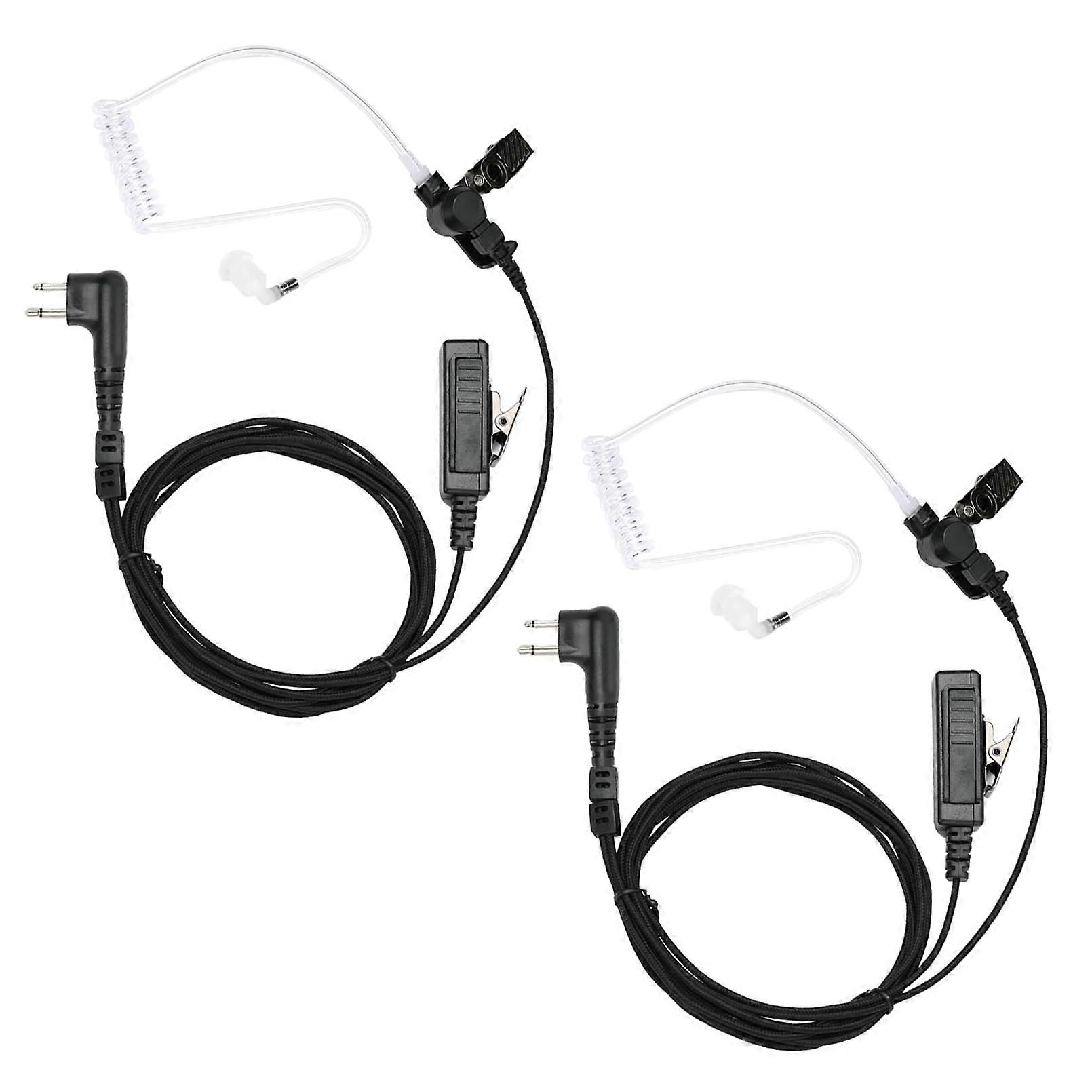 Two Way Radio Earpiece With PTT For Motorola CLS1110 CLS1410 CP185 CP200 CP200D 2-Pin Surveillance Headset Mic Reinforced Cable 2 Packs