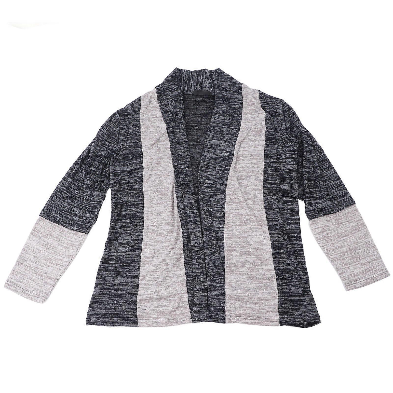 Men Open Front Knitted Sweater Color Block Fashionable Male Stitching Open Front Jacket