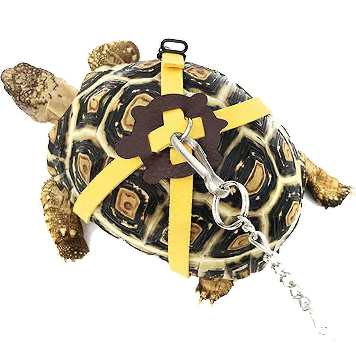 Adjustable Turtle Leash, Small Pets Leash and Harness, Pet Tortoise Leash Rope for Outdoor Walking Training(Yellow)