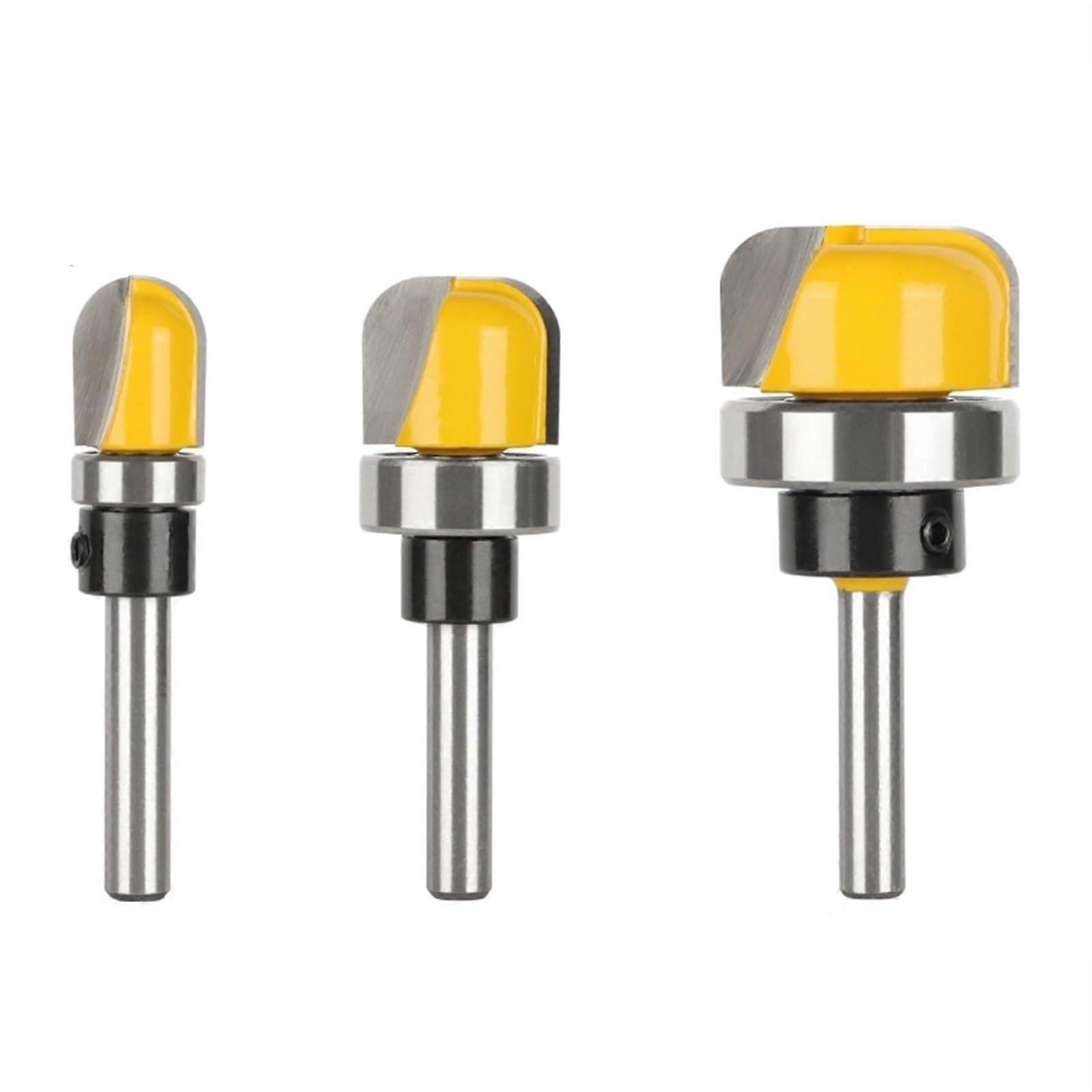 3pcs Round Nose Bit with Bottom Bearing Router Bit Carbide Cutter Woodworking Milling Cutter for Wood Bit Face Mill(3pcs 6 Shank)