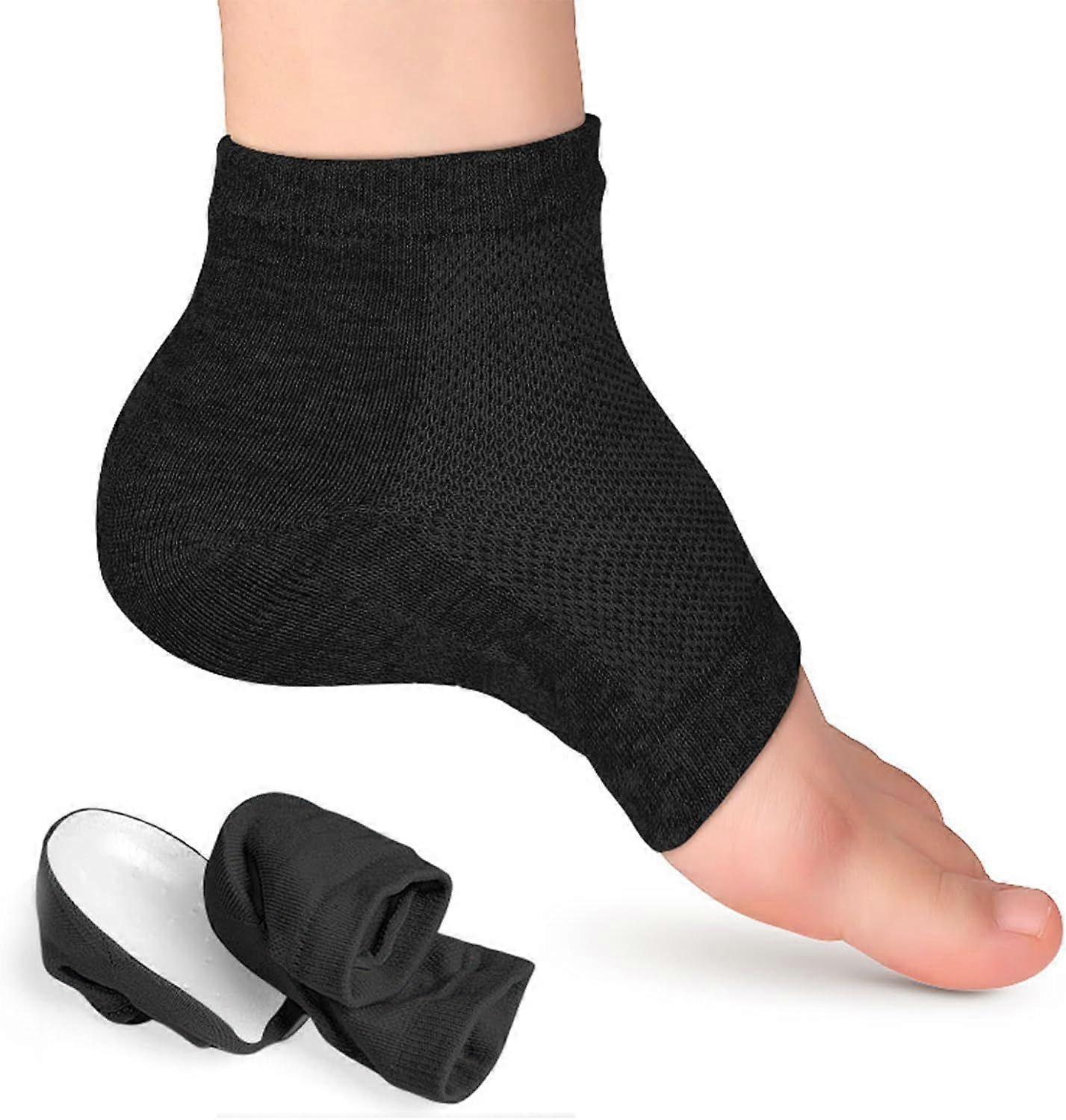 Heightening Wedge Insole Socks Invisible Silicone Height Increase Socks Heel Pad Insert for Plantar Fasciitis Pain Relive and Gait Correction Black 3.