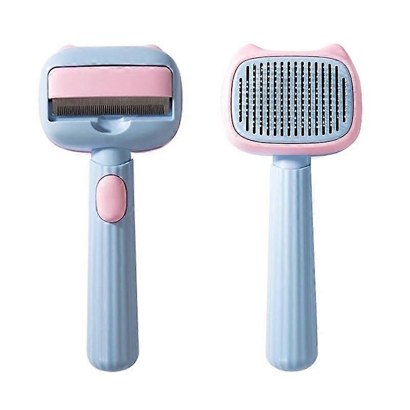 Pet Grooming Brush Deshedding Tool For Dogs And Cats Large Dog Deshedding Comb Dematting Tool Reduces Shedding Blue