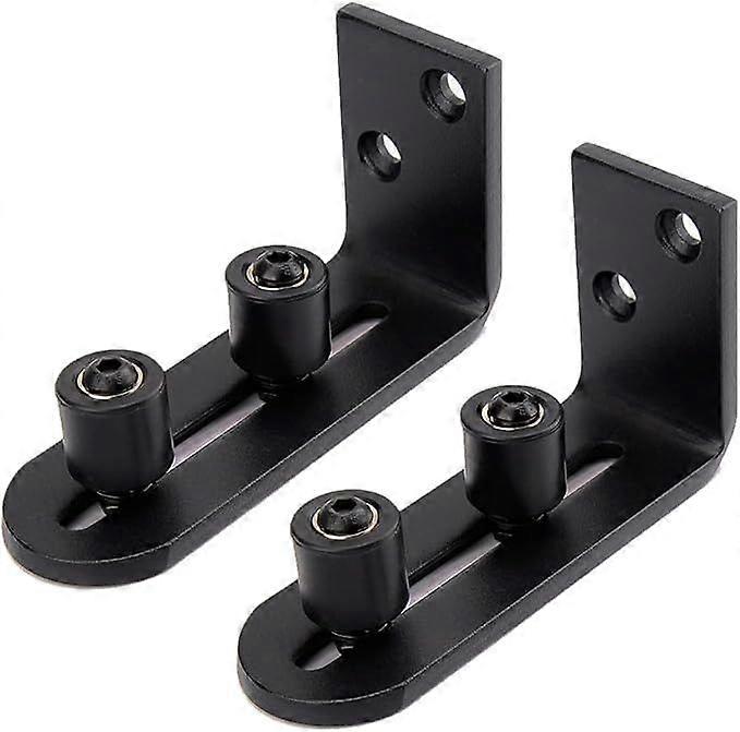 Adjustable Sliding Gate Guide Wall Mount Double Wheels Bottom Guide for Barn Door Hardware Accessory Black, 2PCS