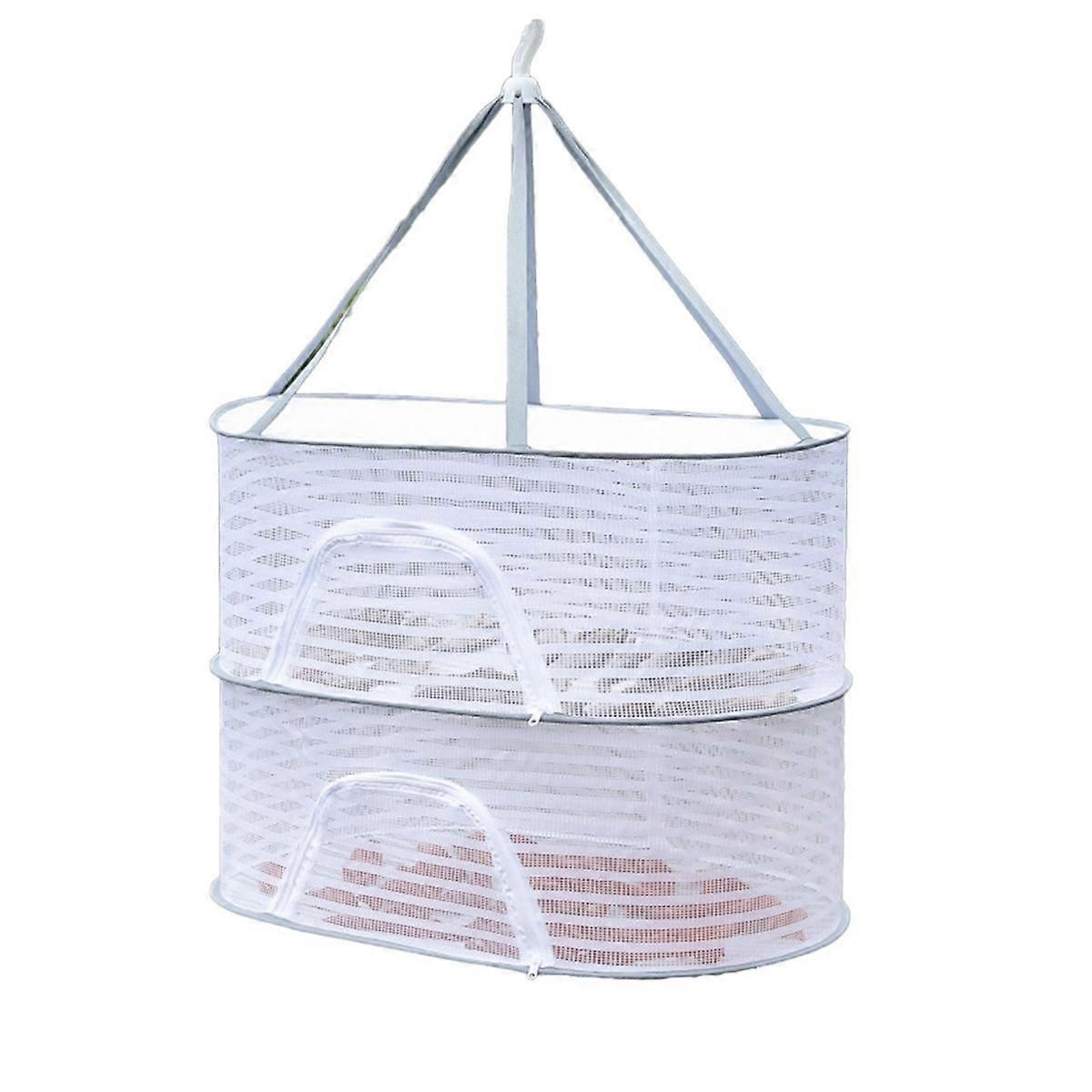 Portable Mesh Clothes Hanging Dryer Folded Herb Rack for Buds Fruits Hydroponics Flowers Vegetables Fish Clothes Doll,B