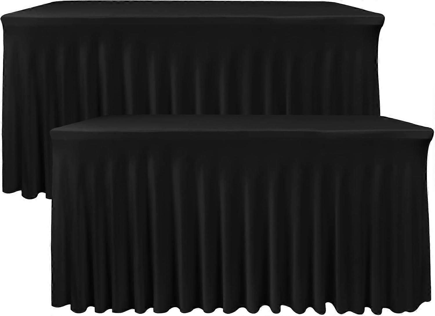2025 Latest Model Black Table Skirt for 6 Foot Rectangle Tables, 2 Pack - 72 x