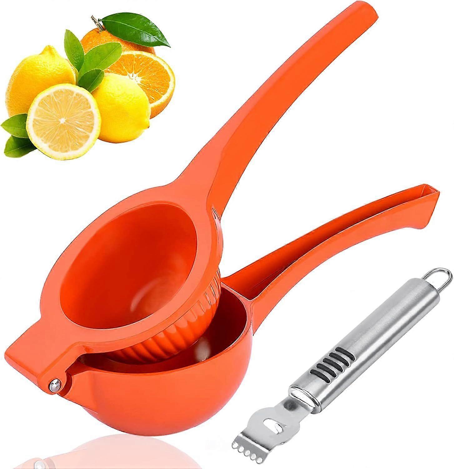 Manual Lemon Press, Large Citrus Juicer with Aluminum Alloy Lemon Grater Orange Citrus Juicer Hand Press Manual Fruit Juicer Red (Diameter 9 cm)