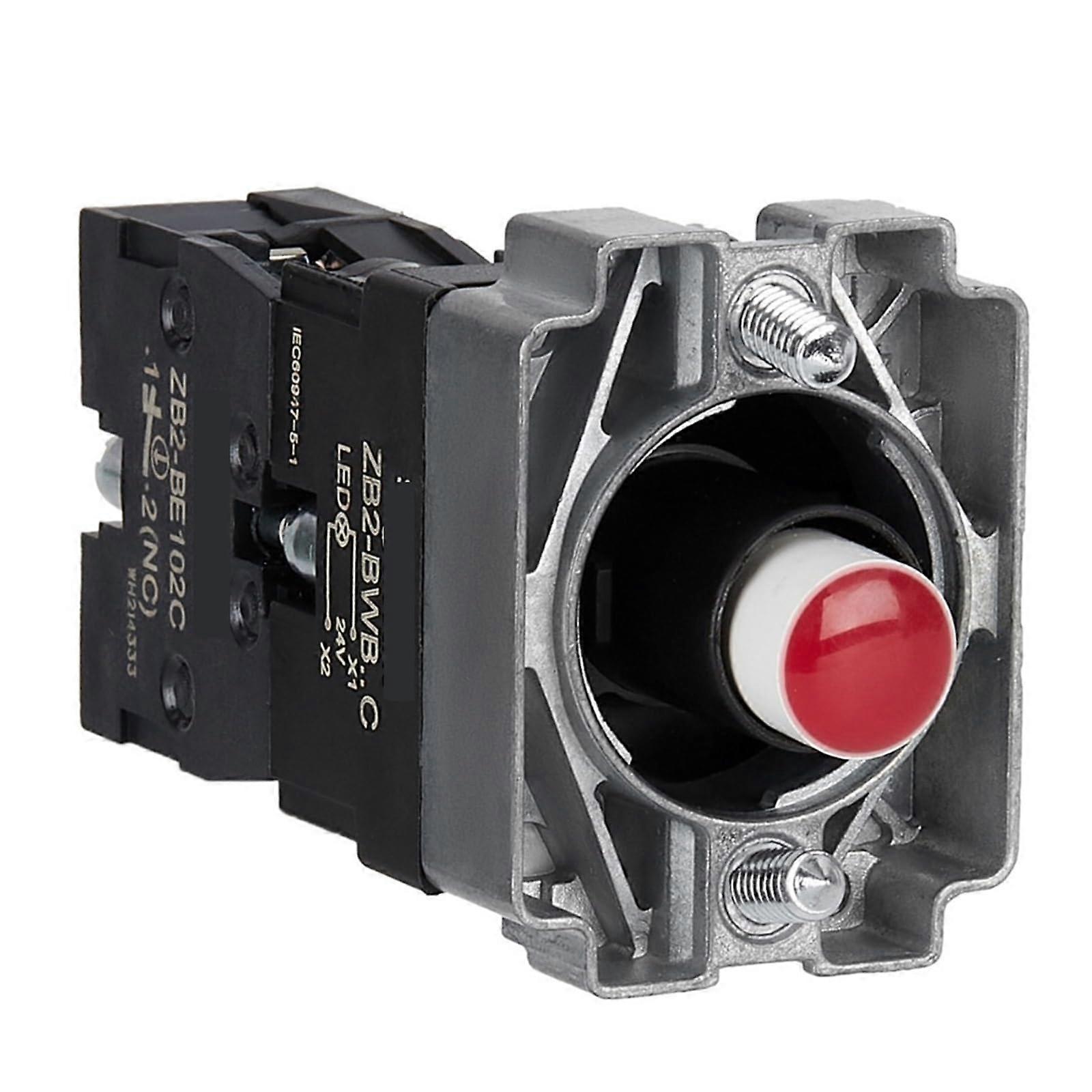 XB2B Metal Button Head Emergency Stop Mushroom Head one Normally Open one Normally Closed Contact(ZB2BWB42C AC/DC24VRed)