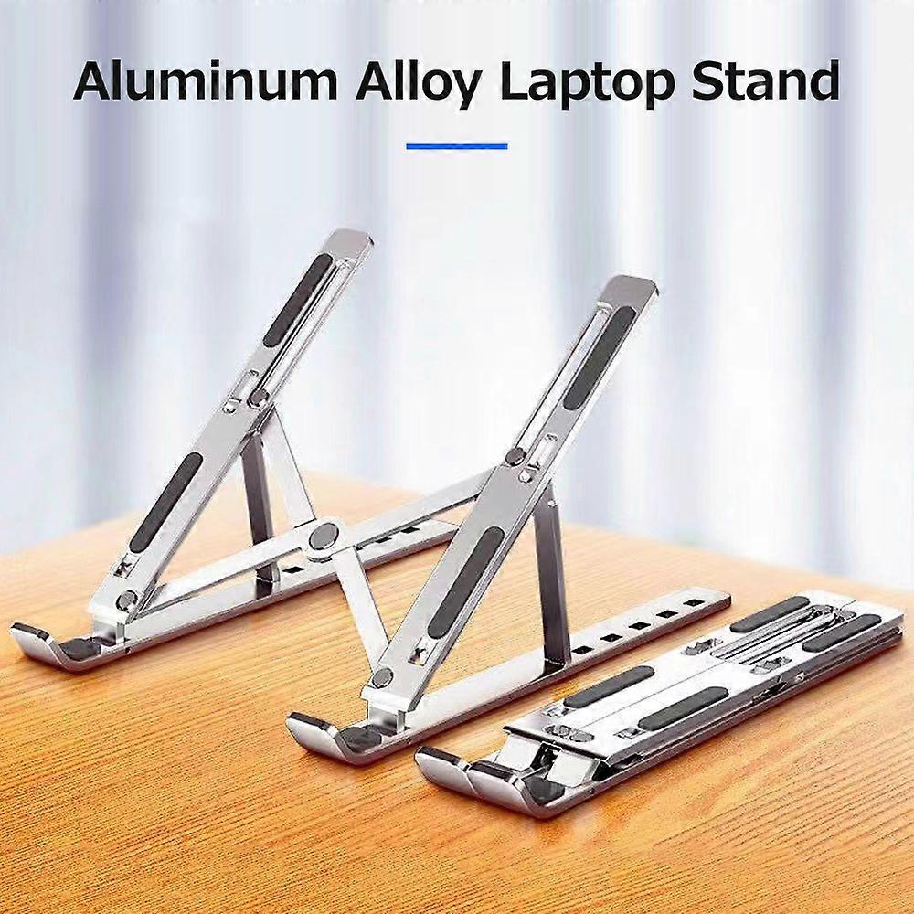6-gear Adjustable Stand Portable Folding Aluminum Alloy Non-slip Laptop Tablet Bracket Stable Structure Silver