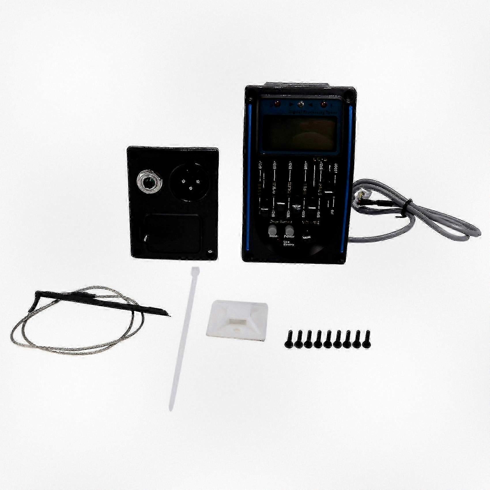 Akustisk Guitar Pickup System med 5 Band Equalizer Preamp og LCD Tuner, kompatibel med forskellige mærker, sort finish