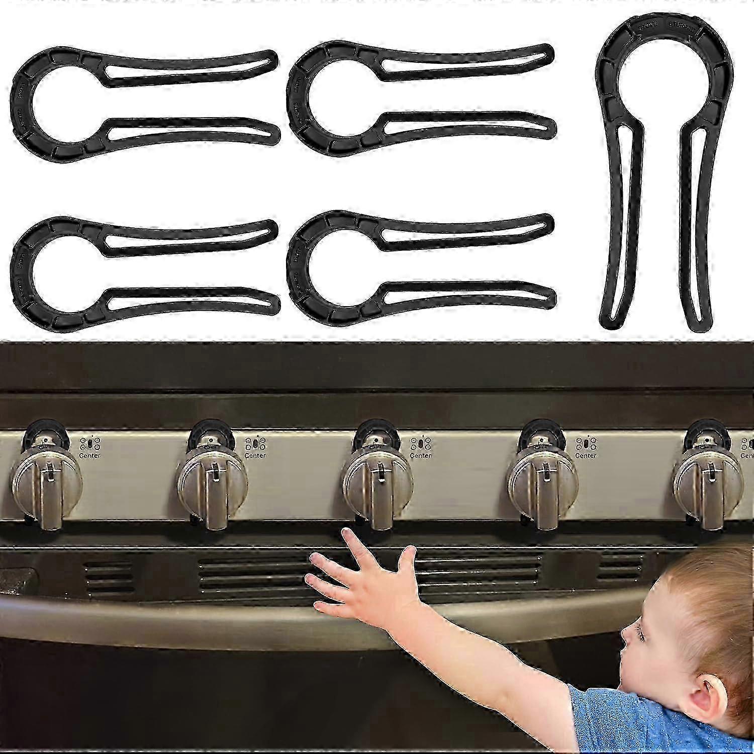 Stove Knob Lock for Child Safety and Proofing (5 Pack), Oven Knob Safety Covers for Kids and Pets(Black) 2024 New-Good