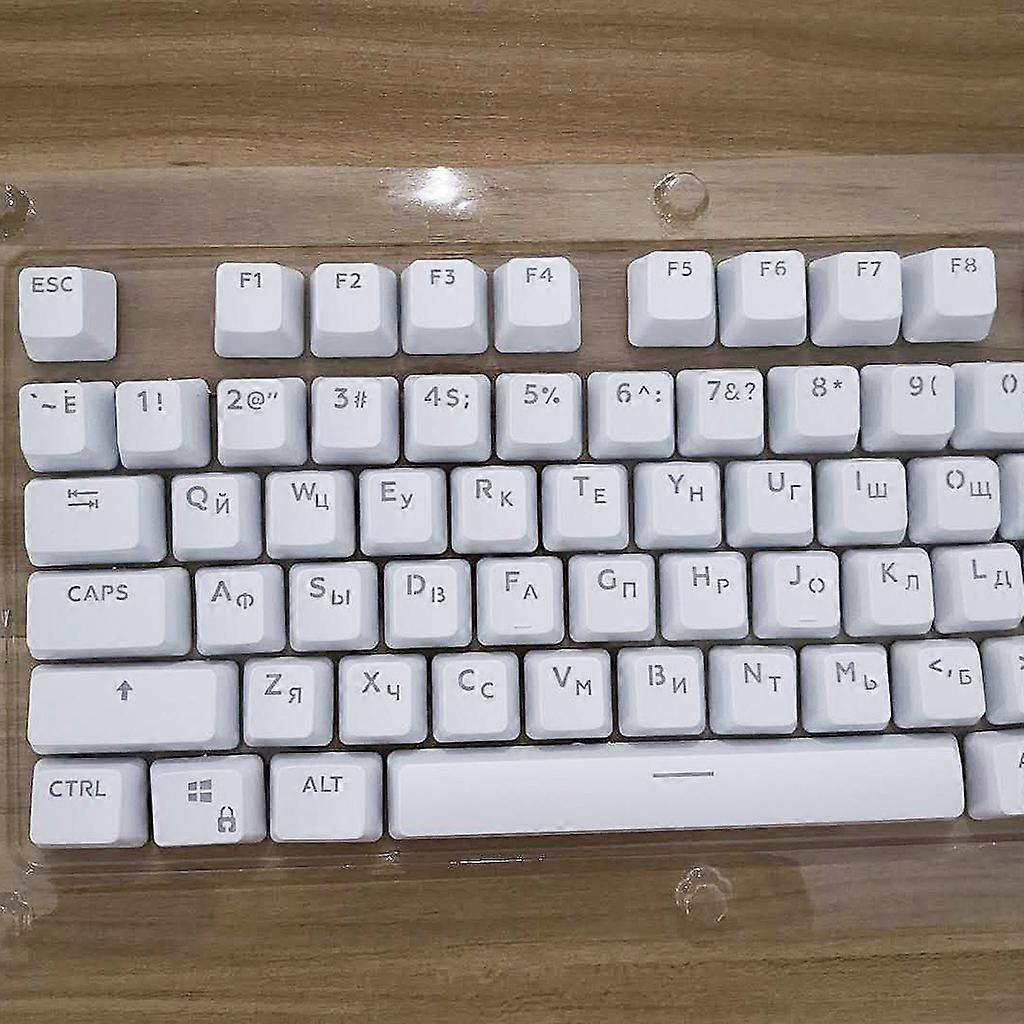 104 Keys Mechanical Keyboard ABS Backlight Keycaps Russian Transparent Keycap for Mechanical 87/104 for storm Milo abdom White
