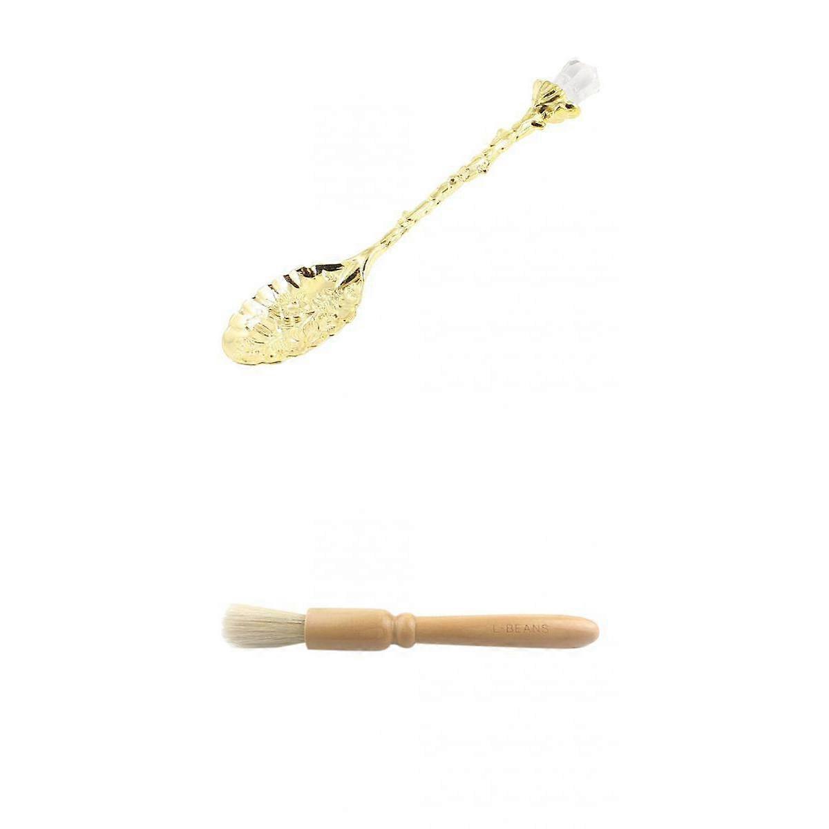 クリスタルヘッドコーヒースプーンとエスプレッソコーヒーグラインダークリーニングブラシ