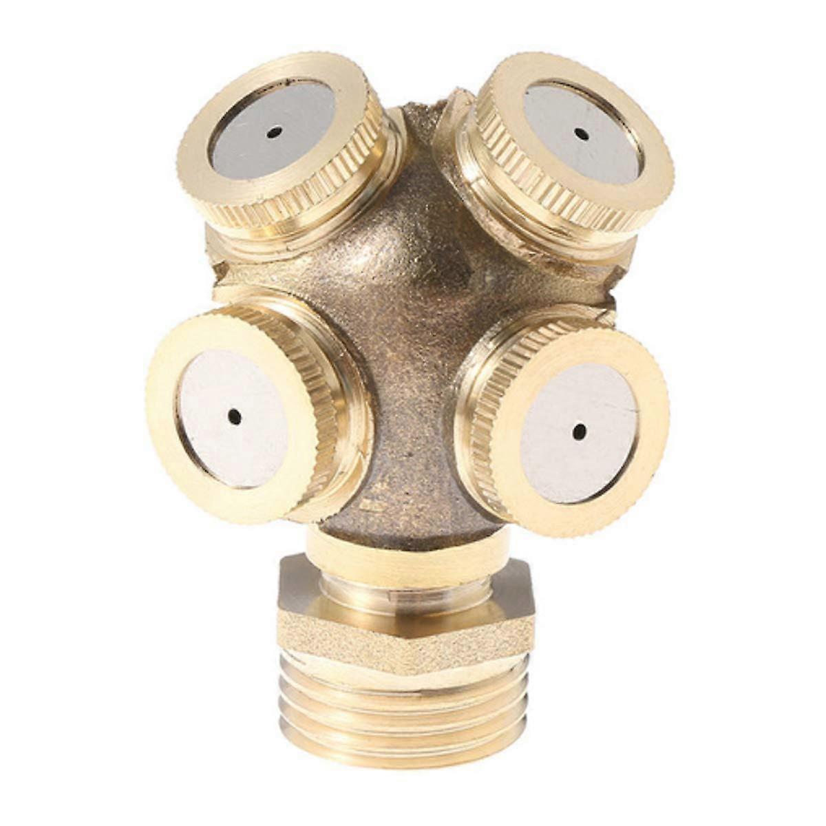 Brass Mist Nozzle 4Hole Garden Sprinkler with 1/2 Inch Adapter Pack of 1
