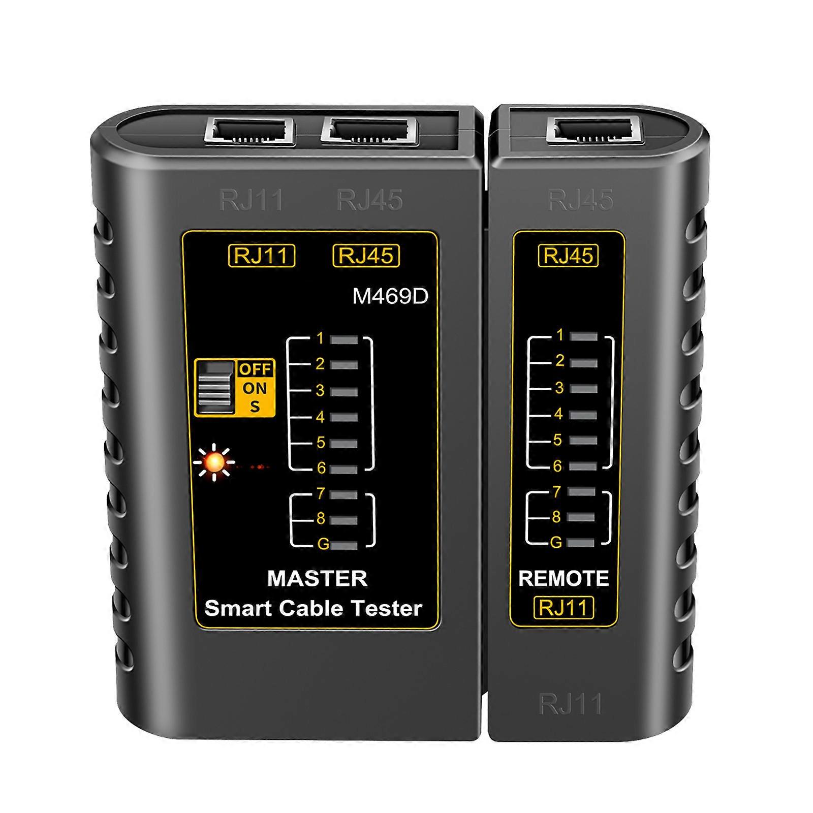 RJ45 Network Cable Lan Tester RJ45 + Rj11 Networking Tool Network Repair Testing & Tracing Multifunctional  Black