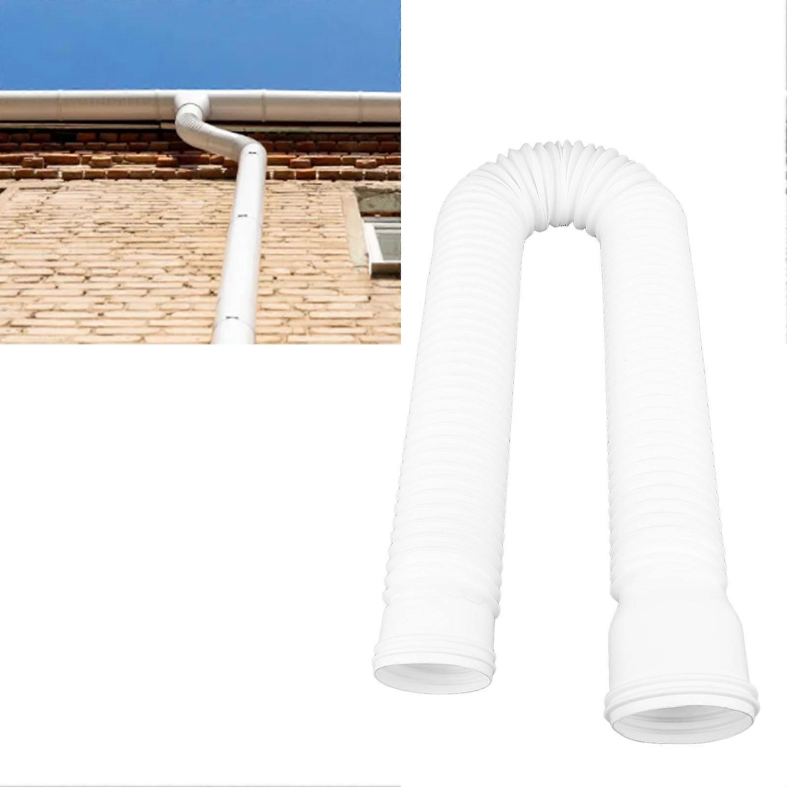 Rain Gutter Downspout Extension Flexible PE Extendable Drain Away Extender for Outdoor Villa Round White 