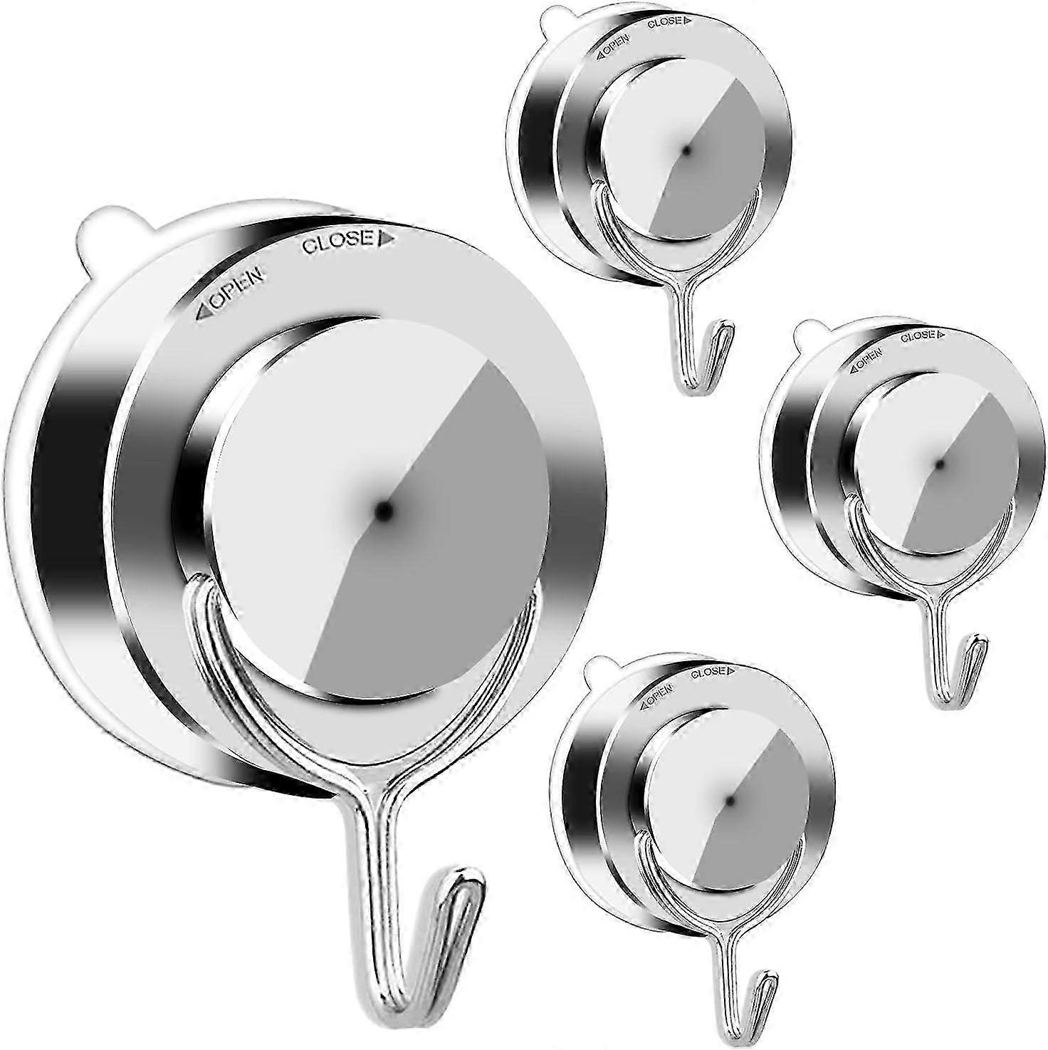 4 Pack Suction Cup Towel Hooks - No Drill Wall Hooks for Bathroom Kitchen