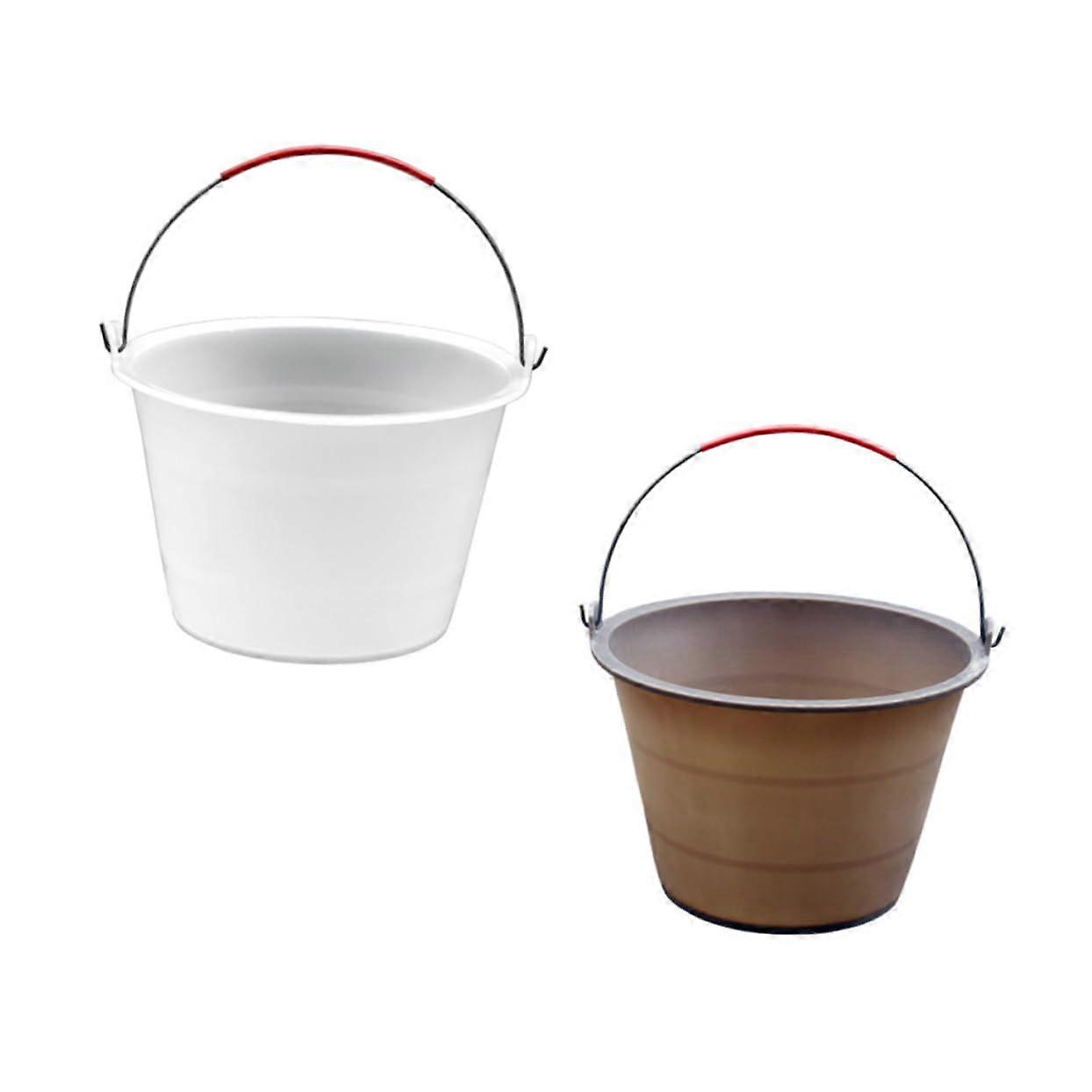Pack of 2 Rubber Bucket, Galvanised Bucket, Small Decorative Bucket