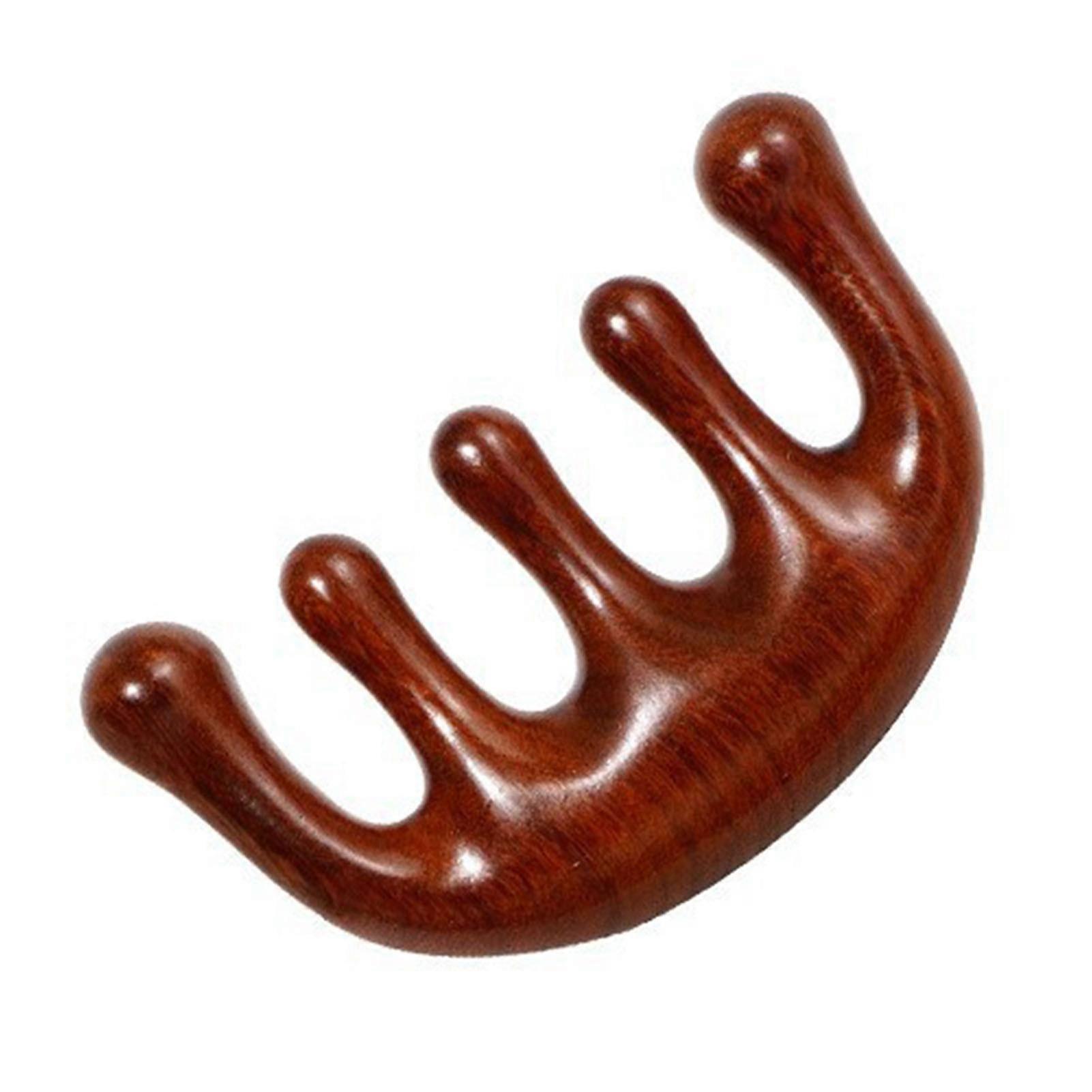Sandalwood Massage Comb with 5 Widened Teeth for Relieving Fatigue and Massaging the Head