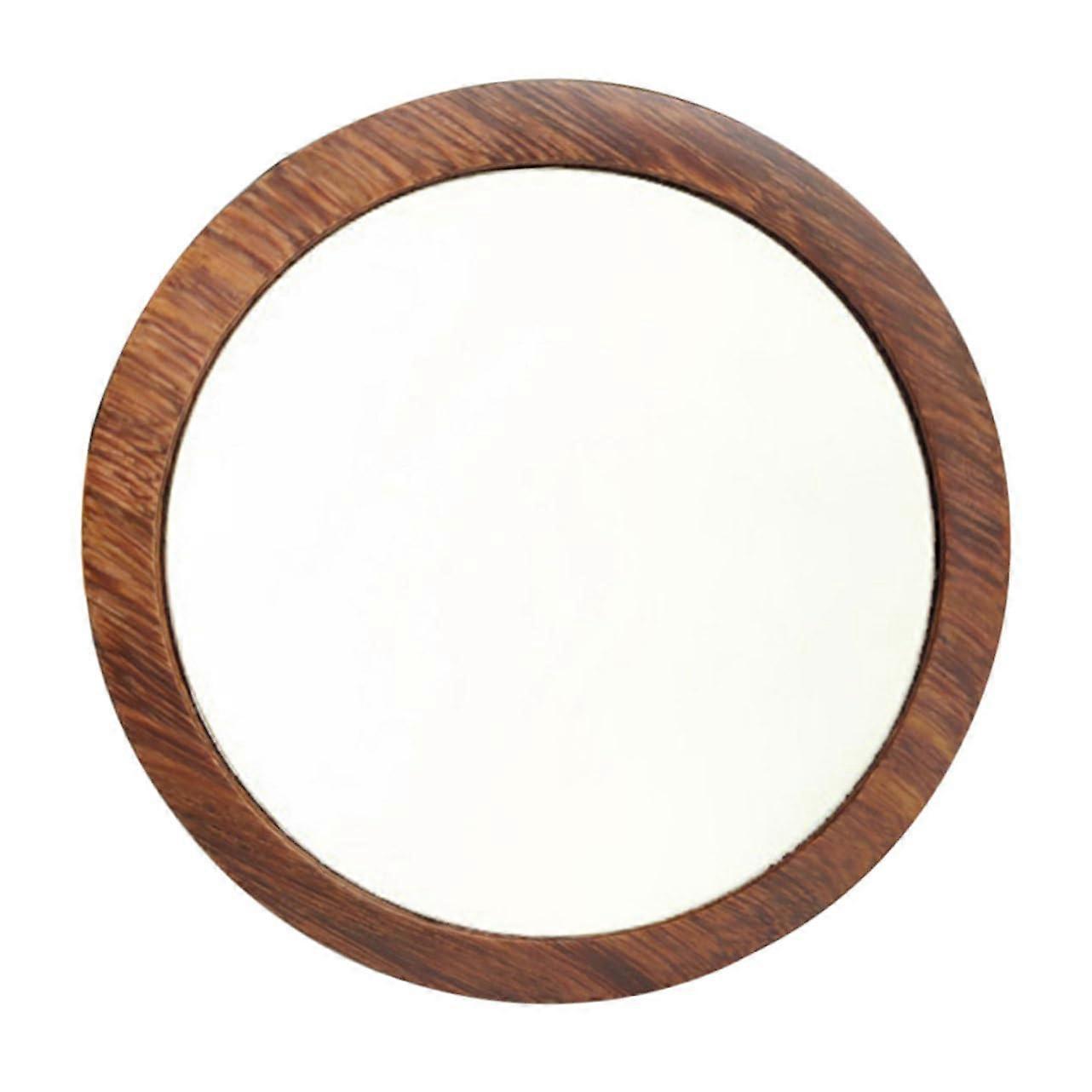 Portable Makeup Mirror Wood Circle On Stand Mini Travel Vanity Handbag Sized Compact Mirror Small Magnifying Round