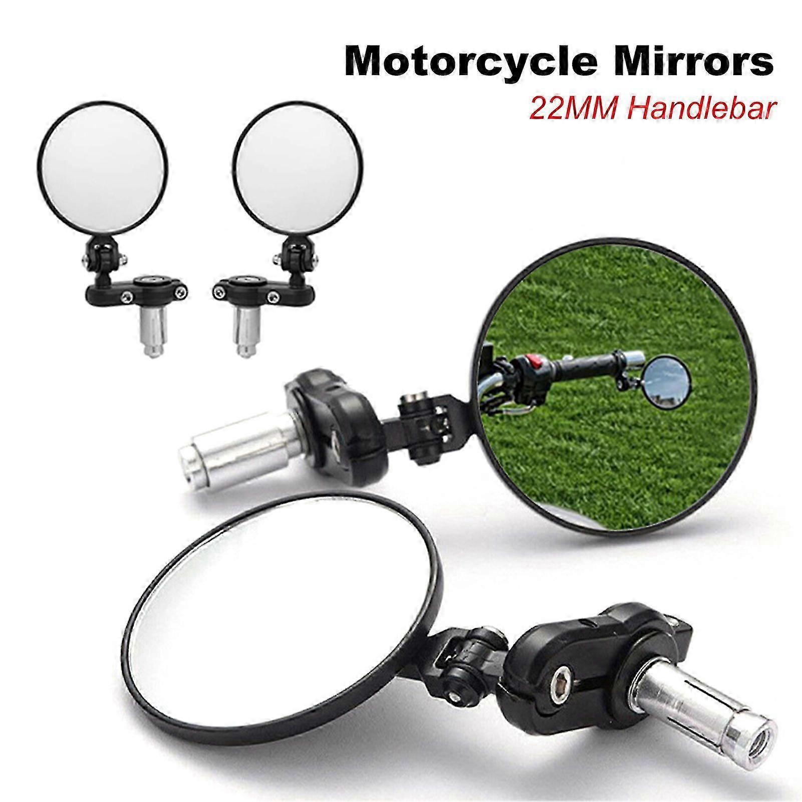 Universal Motorcycle Mirrors 3 Inch Round Folding Bar End Side Mirror Rearview Mirror Suitable for 22MM Handlebar