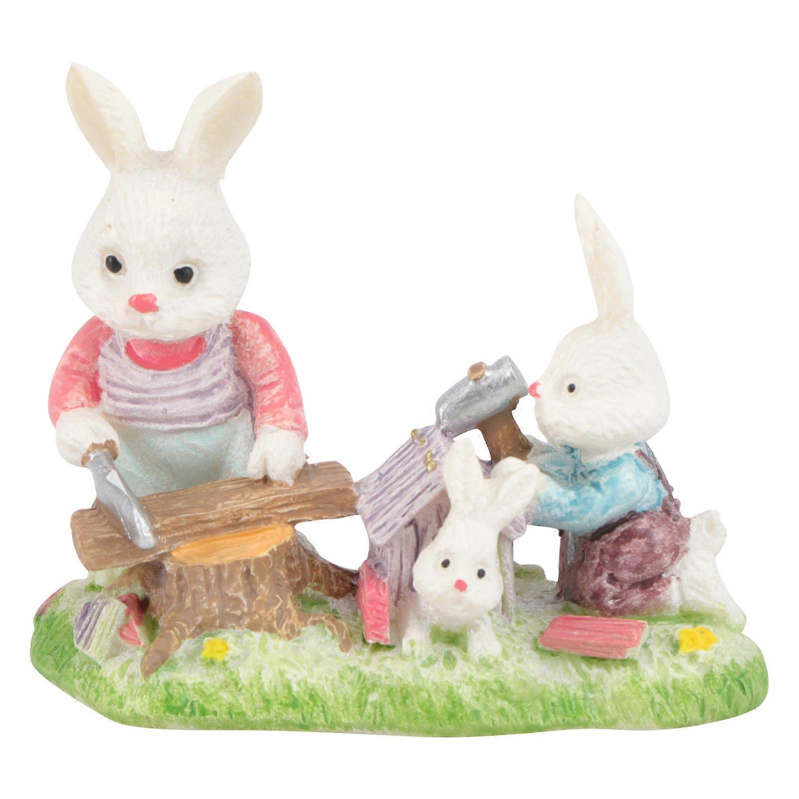 Funny Garden Ornaments Resin Rabbit Statue Model Indoor Desktop Decor Realistic Shape Colorful 2.36X2.16X1.57inch 1PC