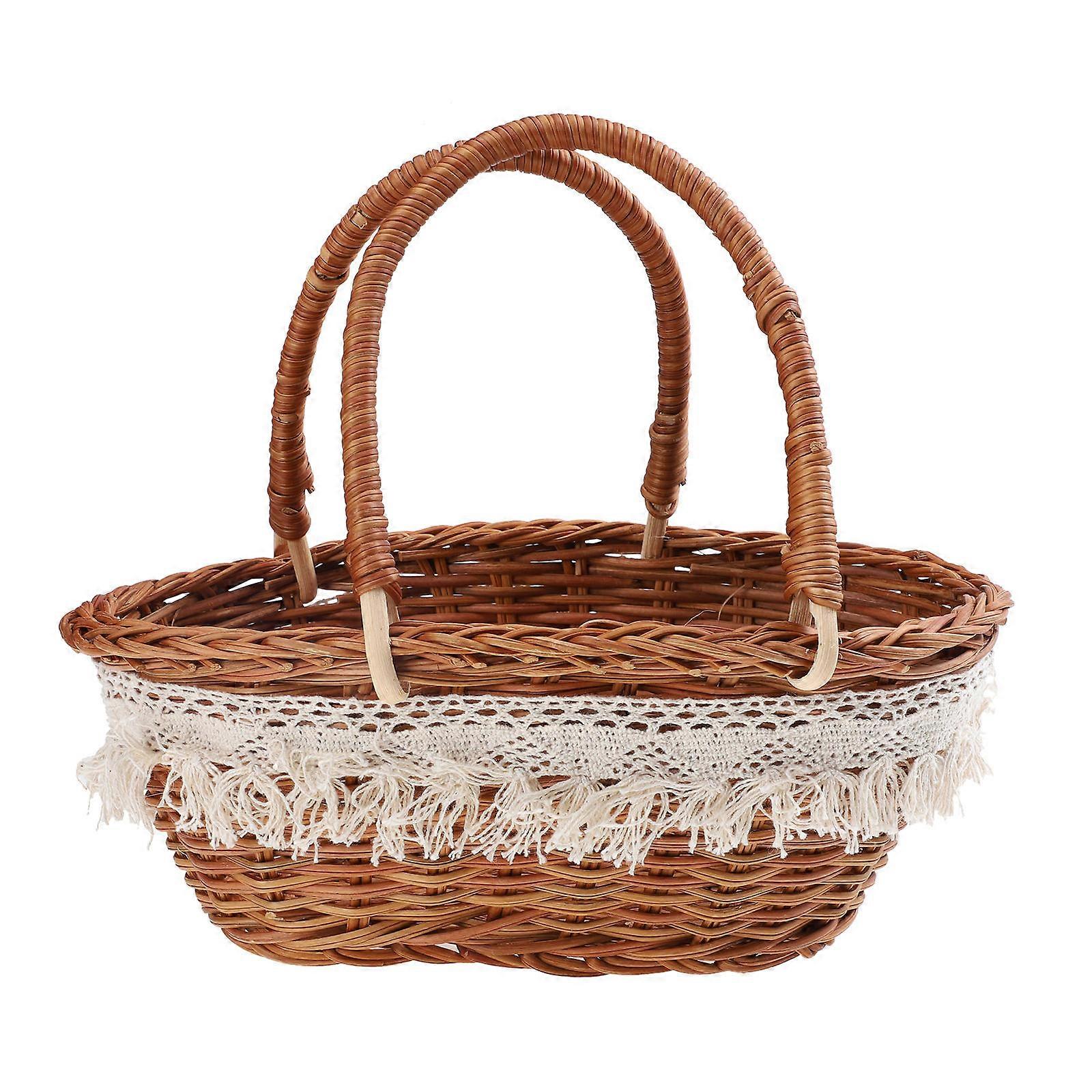 Brown Handwoven Basket for Storage Made of Synthesis Material Practical and 1pc Small Size