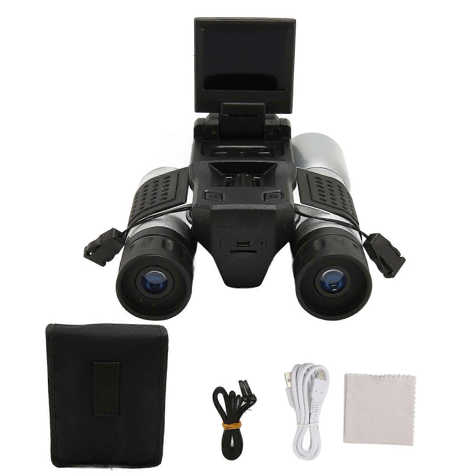 Binocular Digital Camera with 12x Optical Zoom, 2 Inch HD Screen, 1080P HD Telescope for Bird Watching, Football Games and Concerts