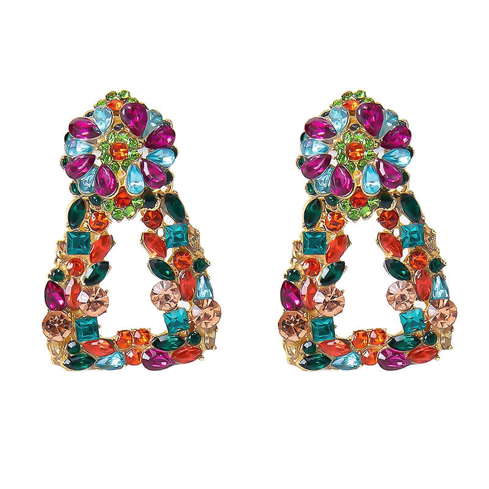Fashionable Square Triangles Drop Earrings Bohemian Crystals Accent for Multiple Occasion Stylish Outfits Daily Use