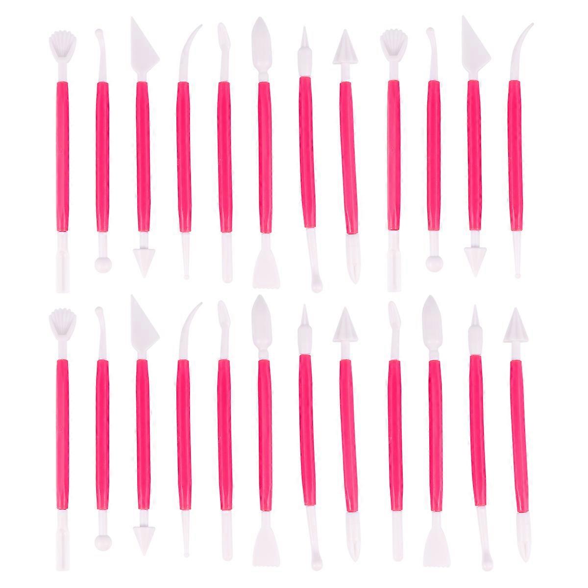 Modeling Clay Tools Pottery Ribs Pottery Tools For Clay Rosy Color 24Pcs