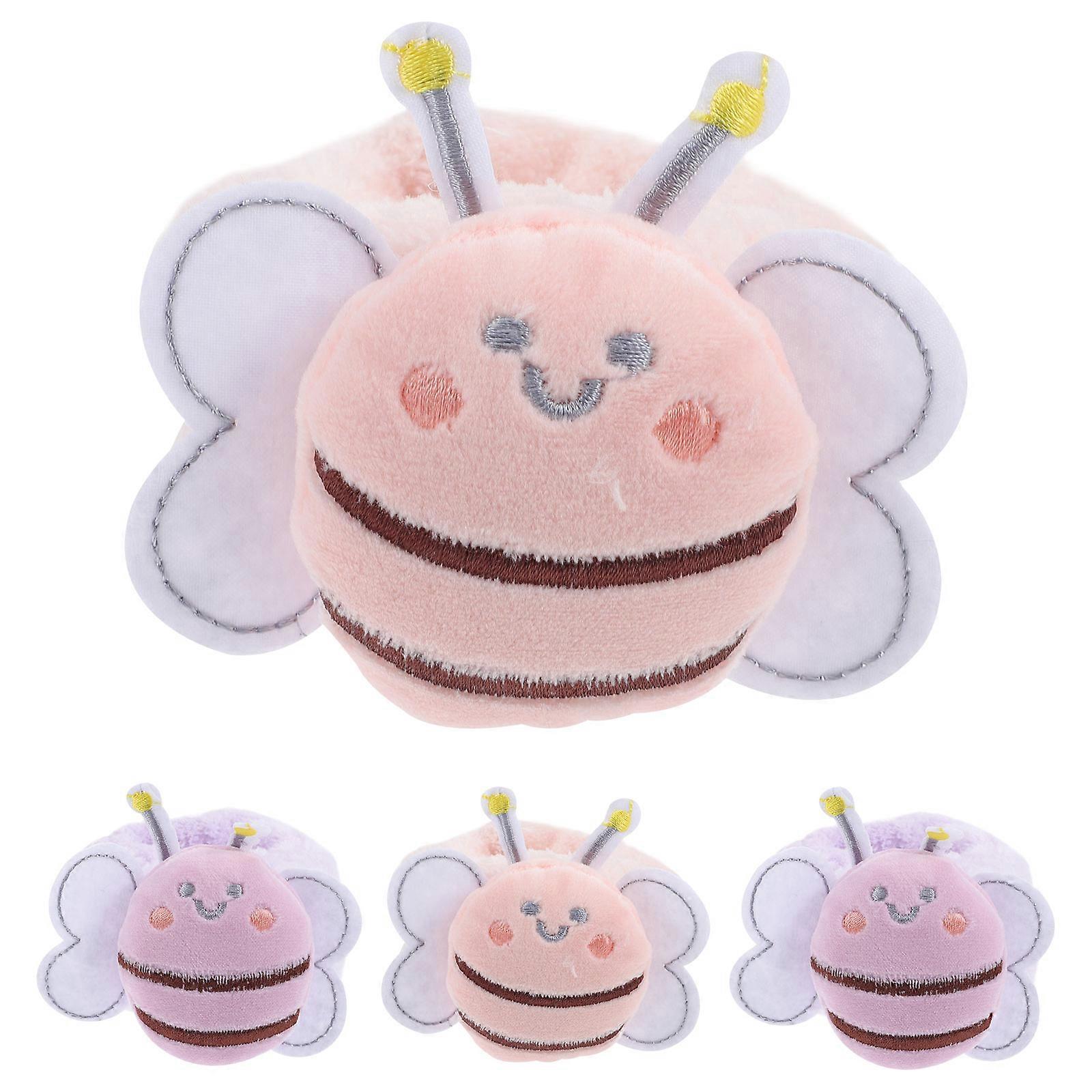 2 Pairs Soft Fluffy Cartoon Wristbands for Face Washing – Absorbent Towels for Skincare and Makeup Routine, Light Lotus Design