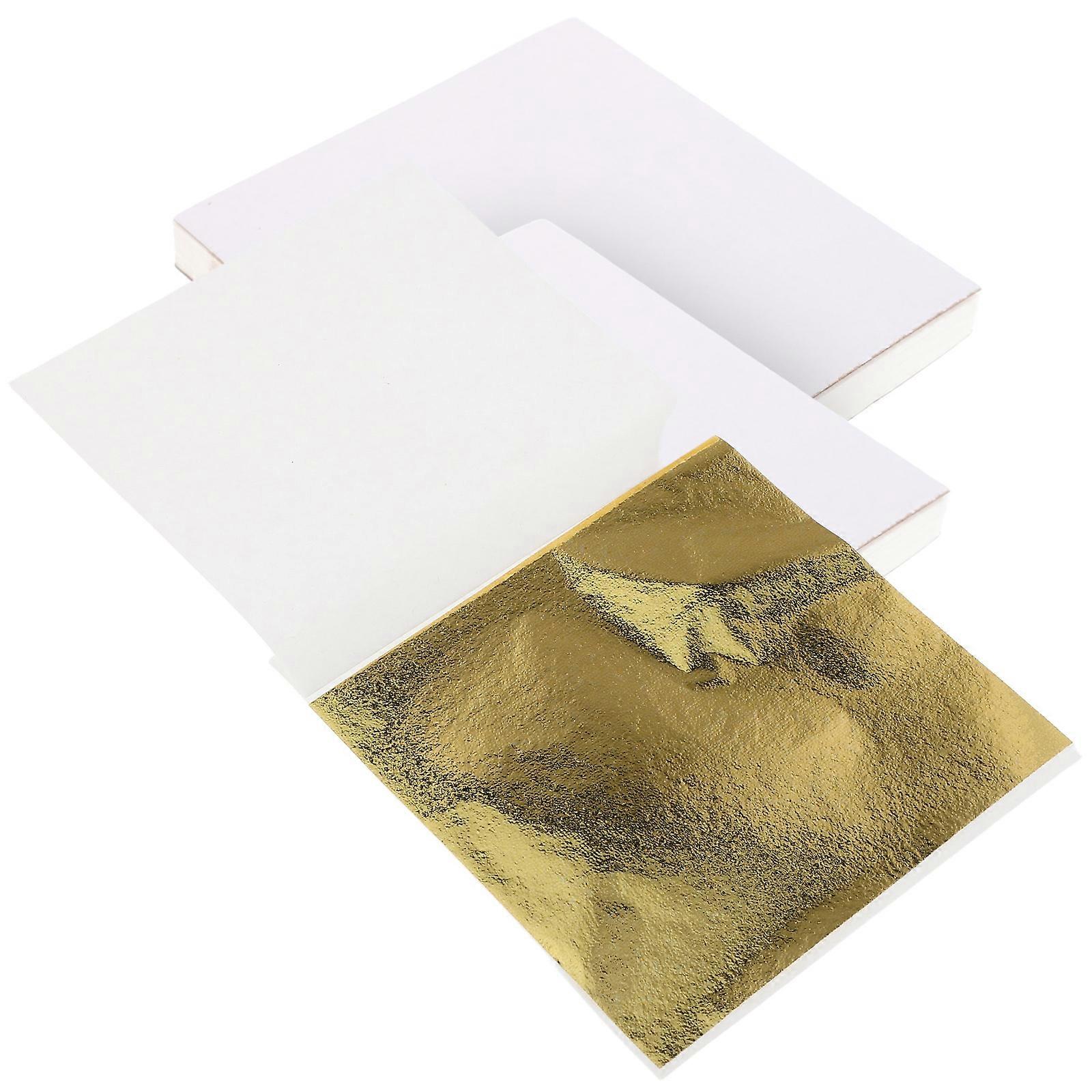 Edible Sheets Gold Foil Leaf Paper Rectangular For Cake Decoration Resin Bakers 400Pcs