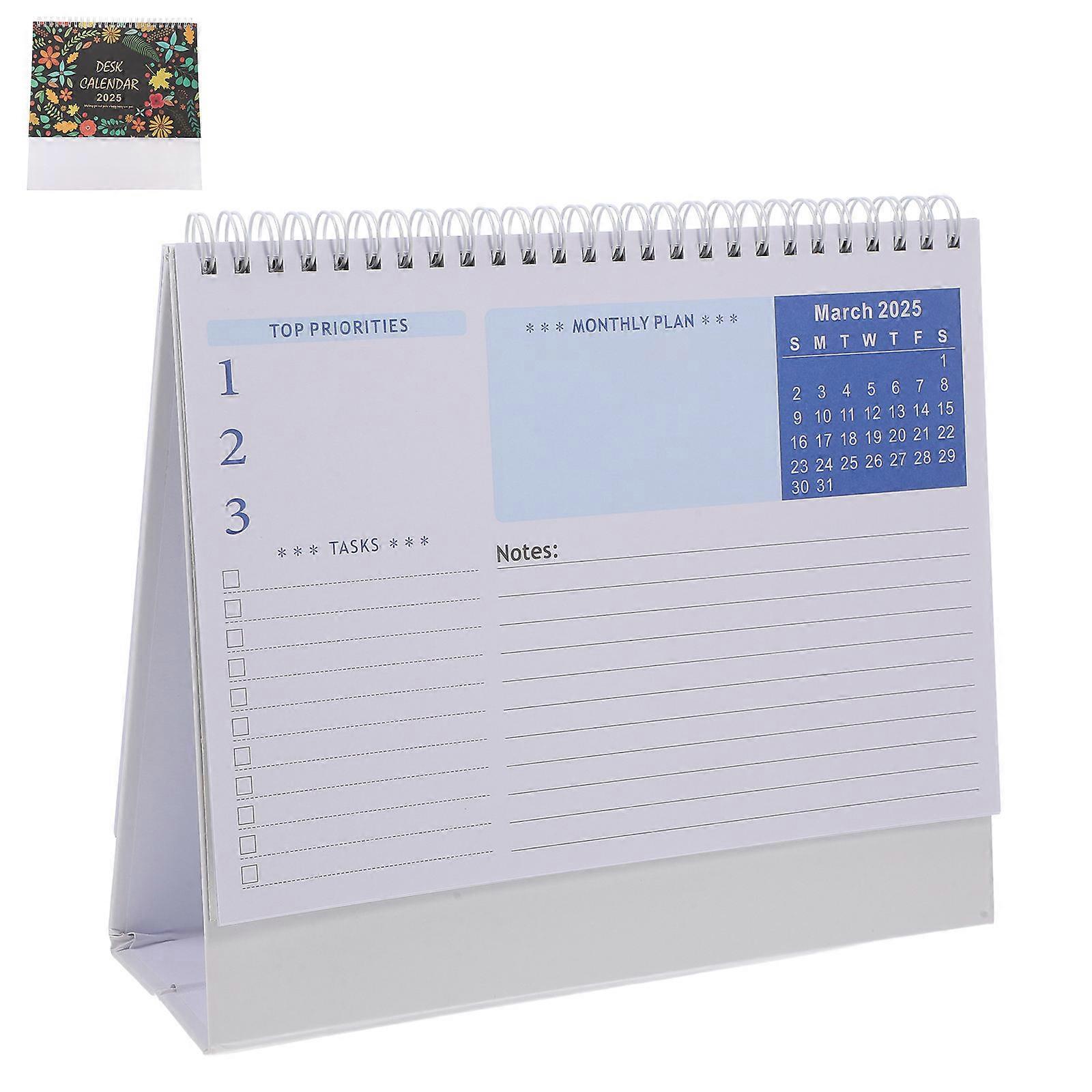 Desk Calander Desktop Calendar Spiral Binding Multi Color 23.00X19.00X8.00CM Scheduling Note-Taking 1Pack