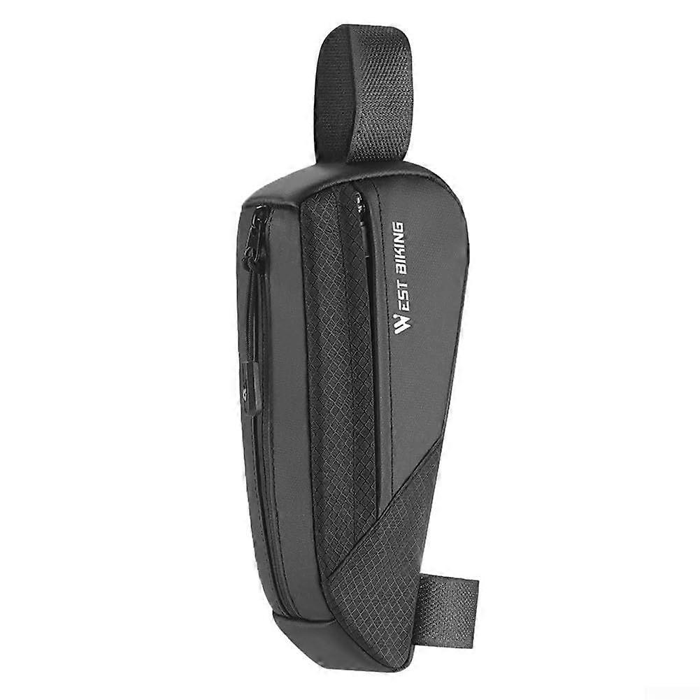 Lightweight Bicycle Top Tube Triangle Bag, Black, Small Size, Quick Installation, Durable Material, Universal Fit