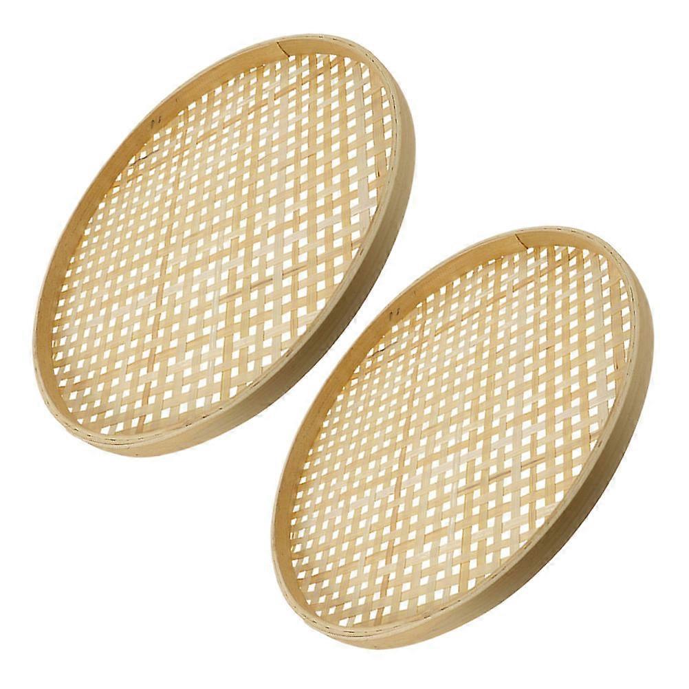 Bamboo Multi-Layer Storage Basket Bamboo Colander Home Organization 7.1X7.1X0.6in 2Pcs