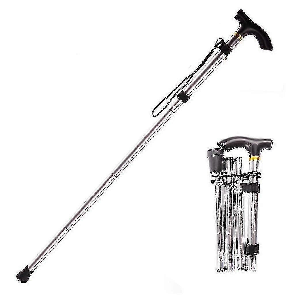Adjustable Folding Walking Stick Collapsible Cane Lightweight Aluminum Alloy with Non-Slip Base