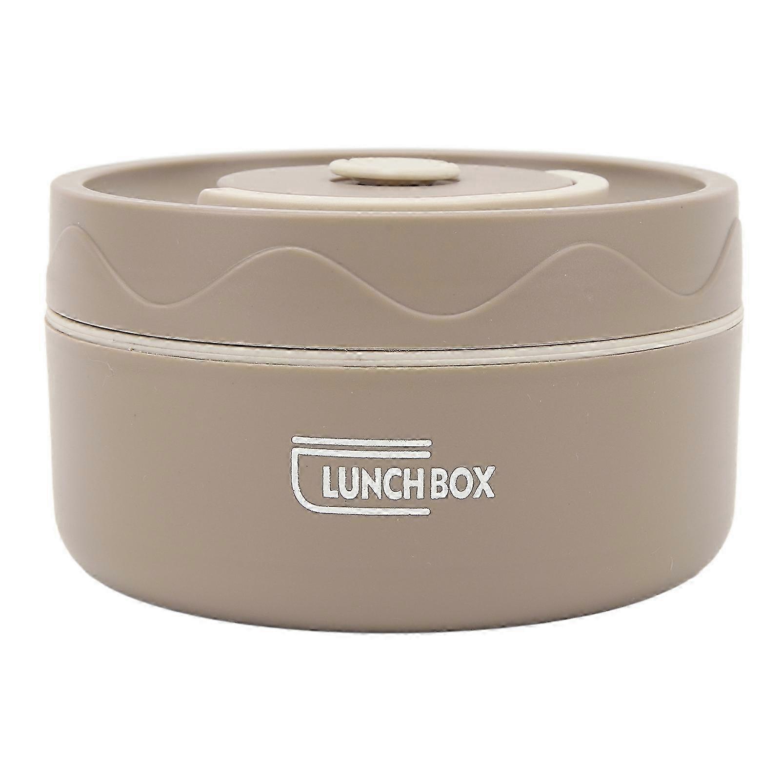 Portable 420ml Thermal Cooking Pot - Double Layer Stainless Steel Lunch Container in Dark Coffee Color