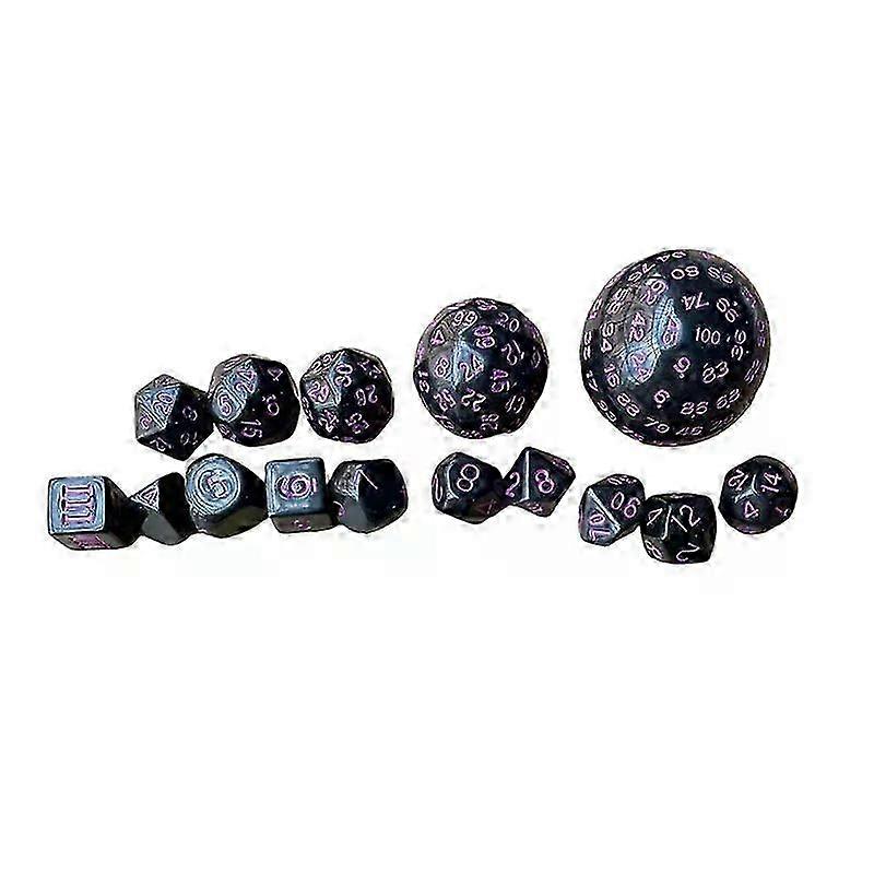 15 Piece Opaque Black Polyhedral Dice Set for RPG Games