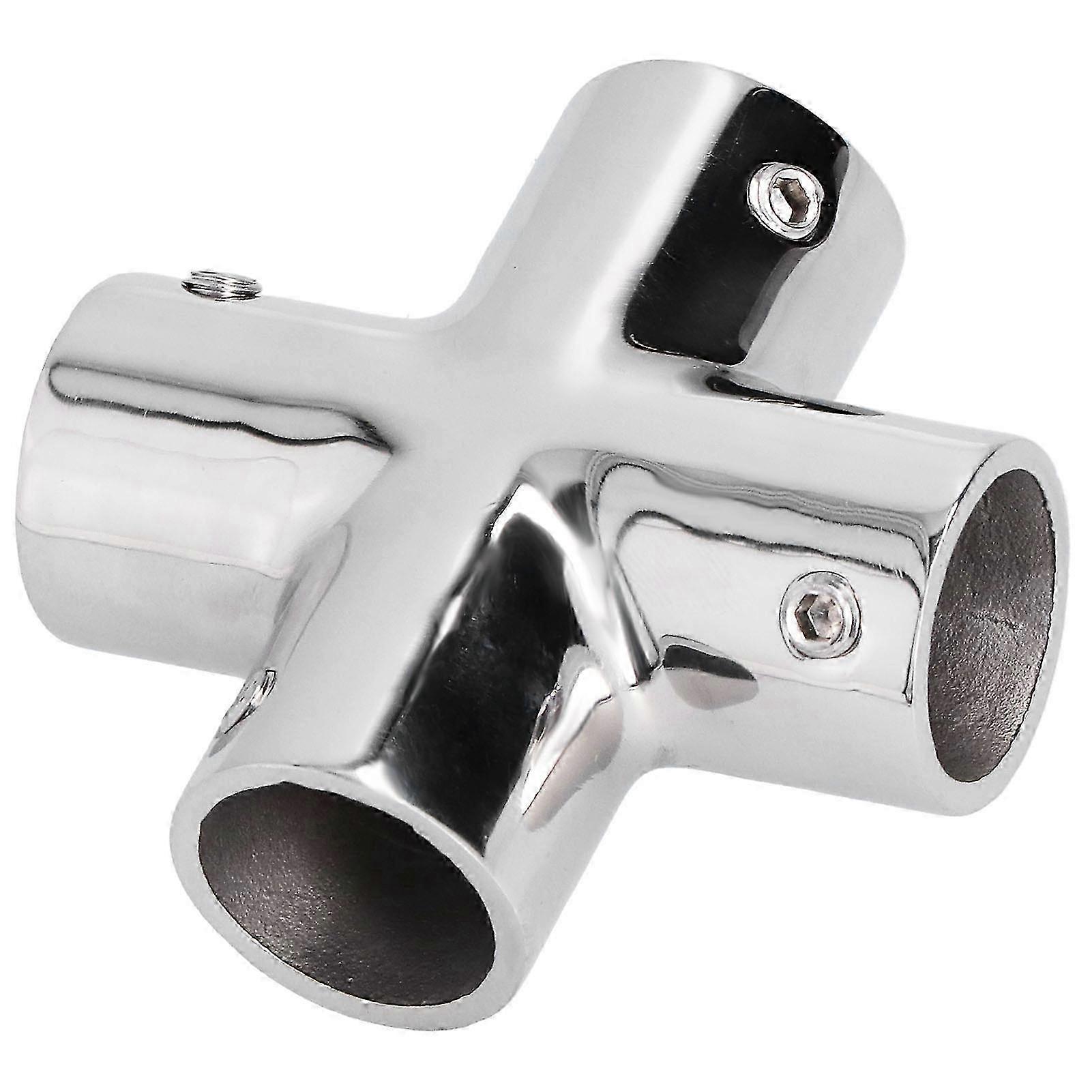 4 Way Cross Boat Hand Rail Fitting Heavy Duty Tube Pipe Connector in 316 Stainless Steel