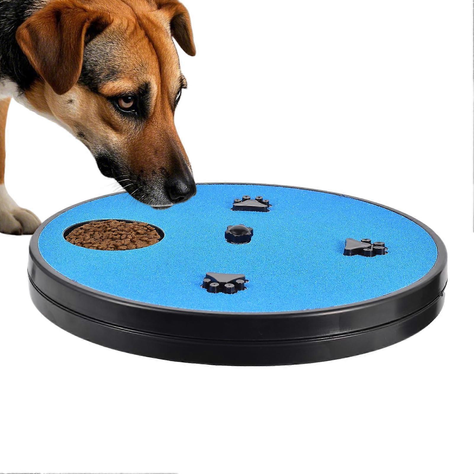 Dog Scratch Board, Dog Nail Grinder with Box, Builtin 6 Compartments, 360° Rotatable, Sandpaper Surface, Blue